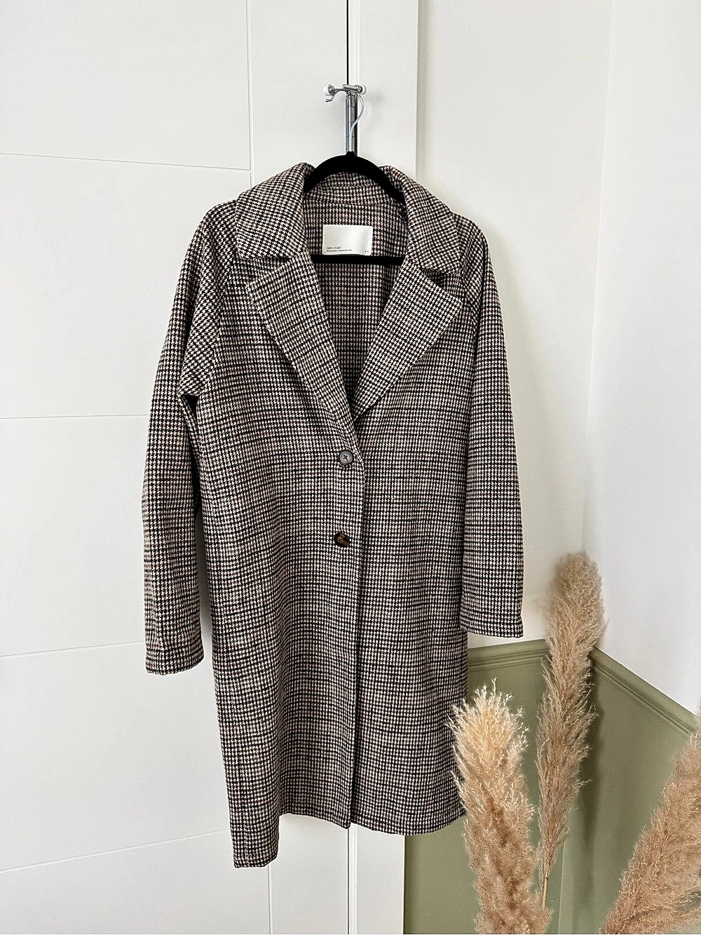 Oak + Fort Houndstooth/Plaid Coat Brown & White Size XS